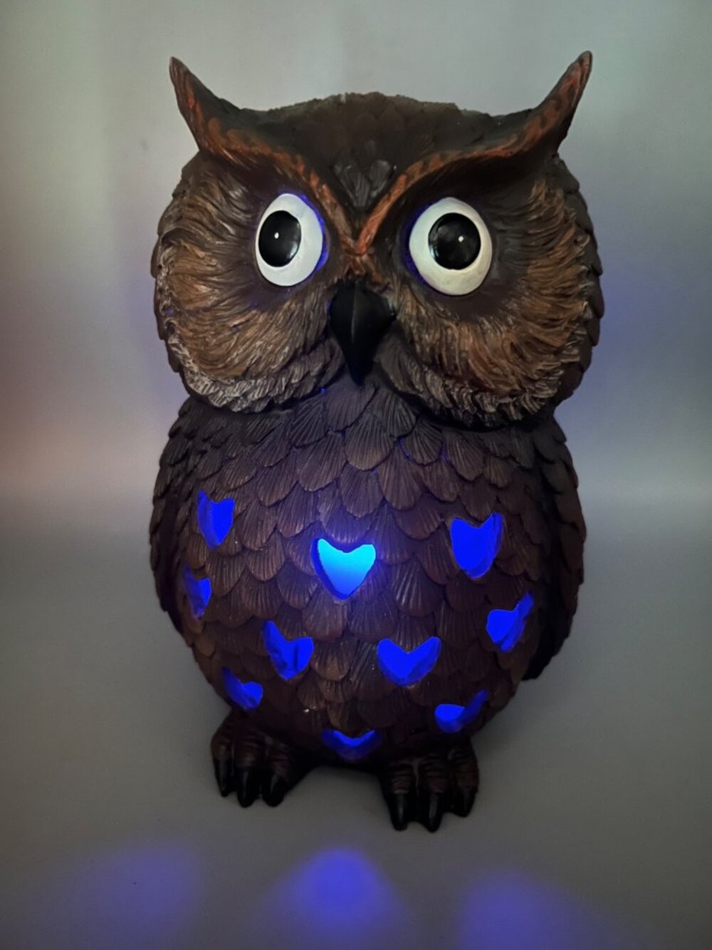 Colour Changing Owl 8" Tall Table Decor Inside or Outdoor Halloween Bird Scare - Picture 9 of 16